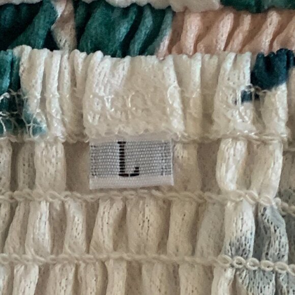 Eiffel Strapless Wide Leg Jumpsuit Sz L Tropical Floral Palm Leave Print 121A - Picture 9 of 11